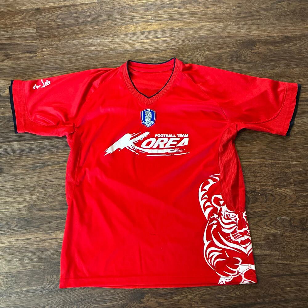 Korea Football Association KFA Soccer Jersey Red Tiger Mens M 20x27 RARE